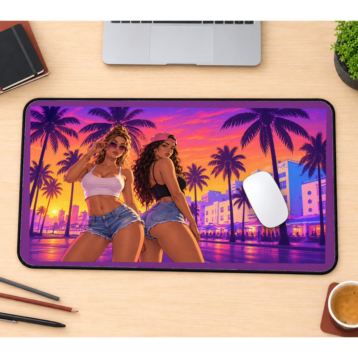 Palm City Sunset Duo desk mat — product mockup 1