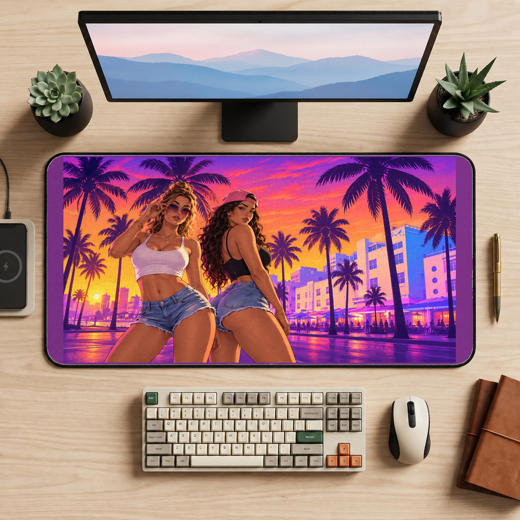 Palm City Sunset Duo desk mat — product mockup 2