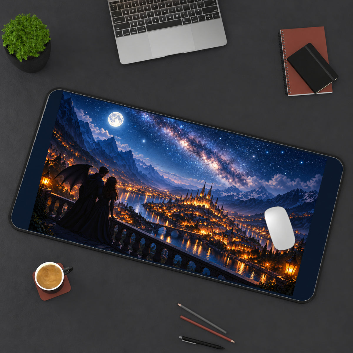 Starry Mountain City Overlook desk mat — product mockup 3