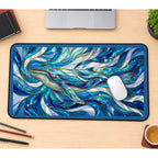 Ethereal Blue Whale Glass Art desk mat — product mockup 1