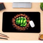 Green Fist Breaking Brick desk mat — product mockup 1