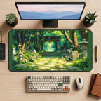 Sunlit Japanese Shrine Path desk mat — product mockup 2