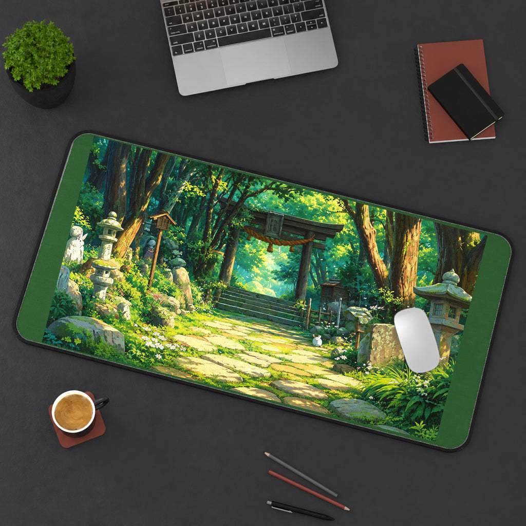 Sunlit Japanese Shrine Path desk mat — product mockup 3