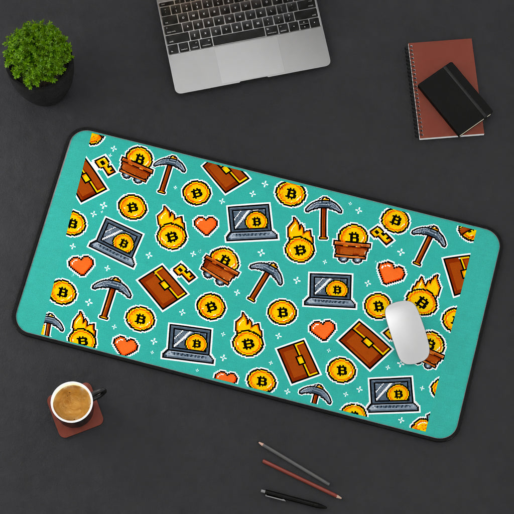 Bitcoin Miner Doodle Pattern desk mat — product mockup 3