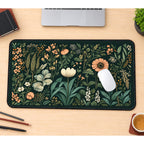 Green Cottage Garden Flowers desk mat — product mockup 1