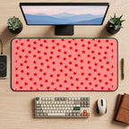 Red Stars on Pink desk mat — product mockup 2