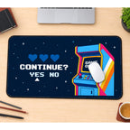 Pixel Arcade Continue Screen desk mat — product mockup 1