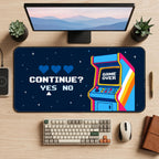 Pixel Arcade Continue Screen desk mat — product mockup 2