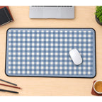 Blue and White Gingham desk mat — product mockup 1