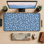 Blue Forget Me Not Flowers desk mat — product mockup 2