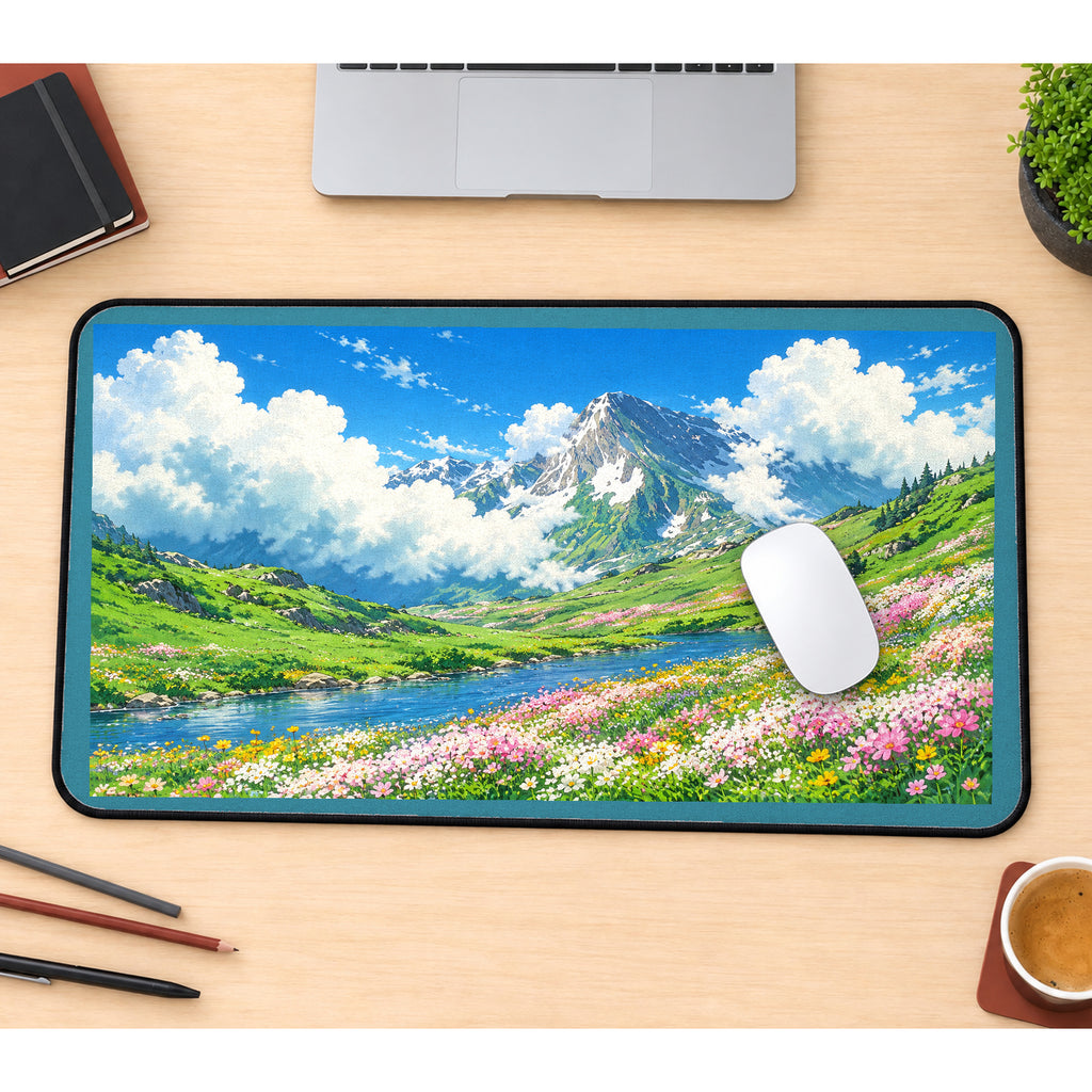 Alpine Wildflower Lake desk mat — product mockup 1
