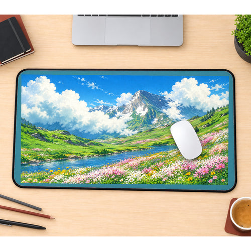 Alpine Wildflower Lake desk mat — product mockup 1