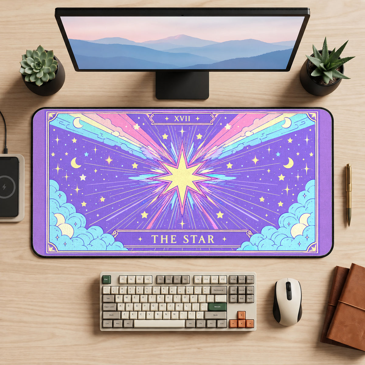 Pastel Star Tarot Sky desk mat — product mockup 2