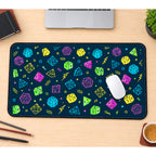 Neon Roleplaying Dice Pattern desk mat — product mockup 1