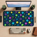 Neon Roleplaying Dice Pattern desk mat — product mockup 2