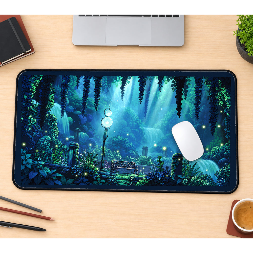 Glowing Forest Ruins desk mat — product mockup 1