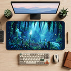 Glowing Forest Ruins desk mat — product mockup 2