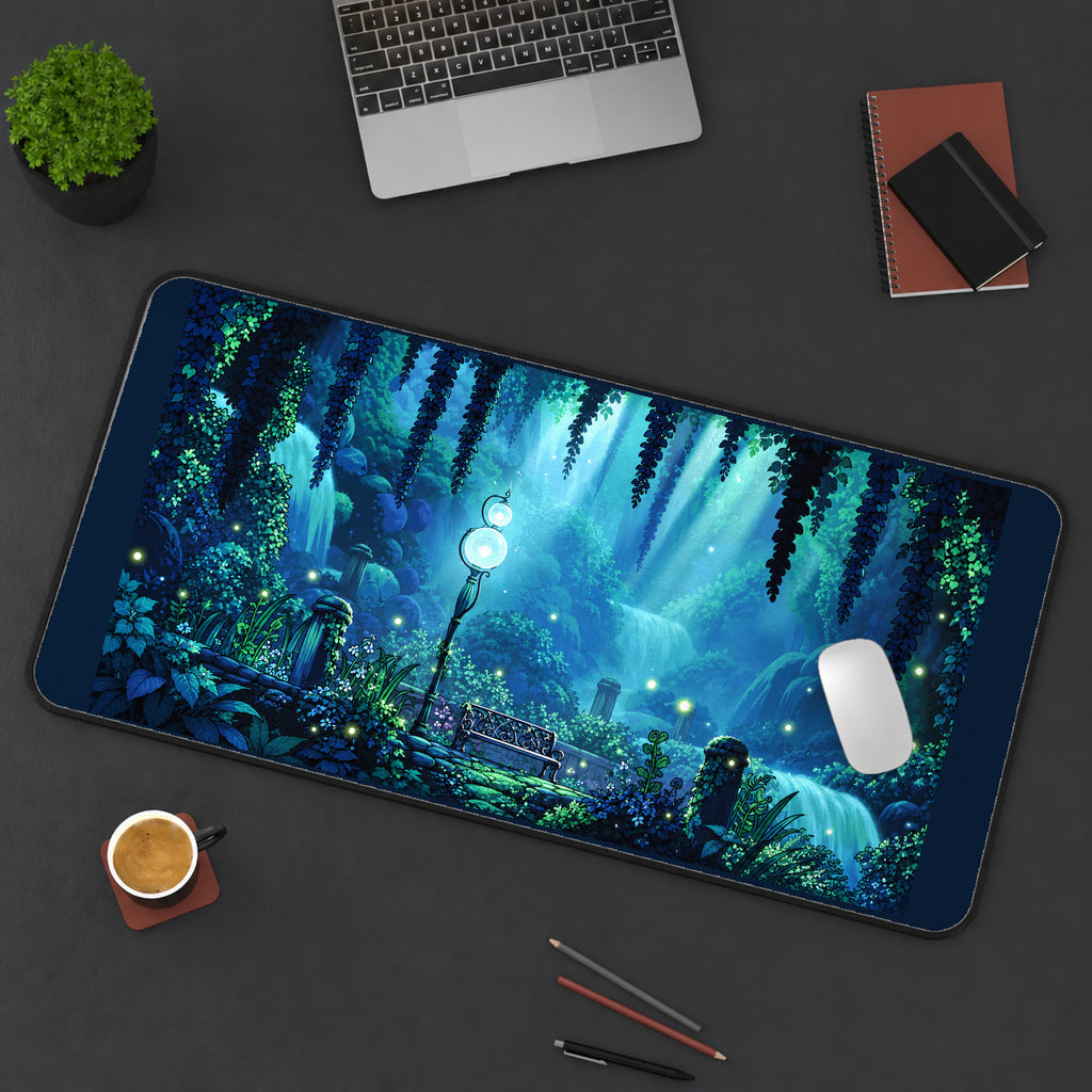 Glowing Forest Ruins desk mat — product mockup 3