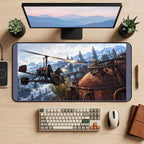 Scrap Aircraft over Snowy Mountains desk mat — product mockup 2