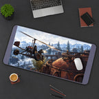 Scrap Aircraft over Snowy Mountains desk mat — product mockup 3
