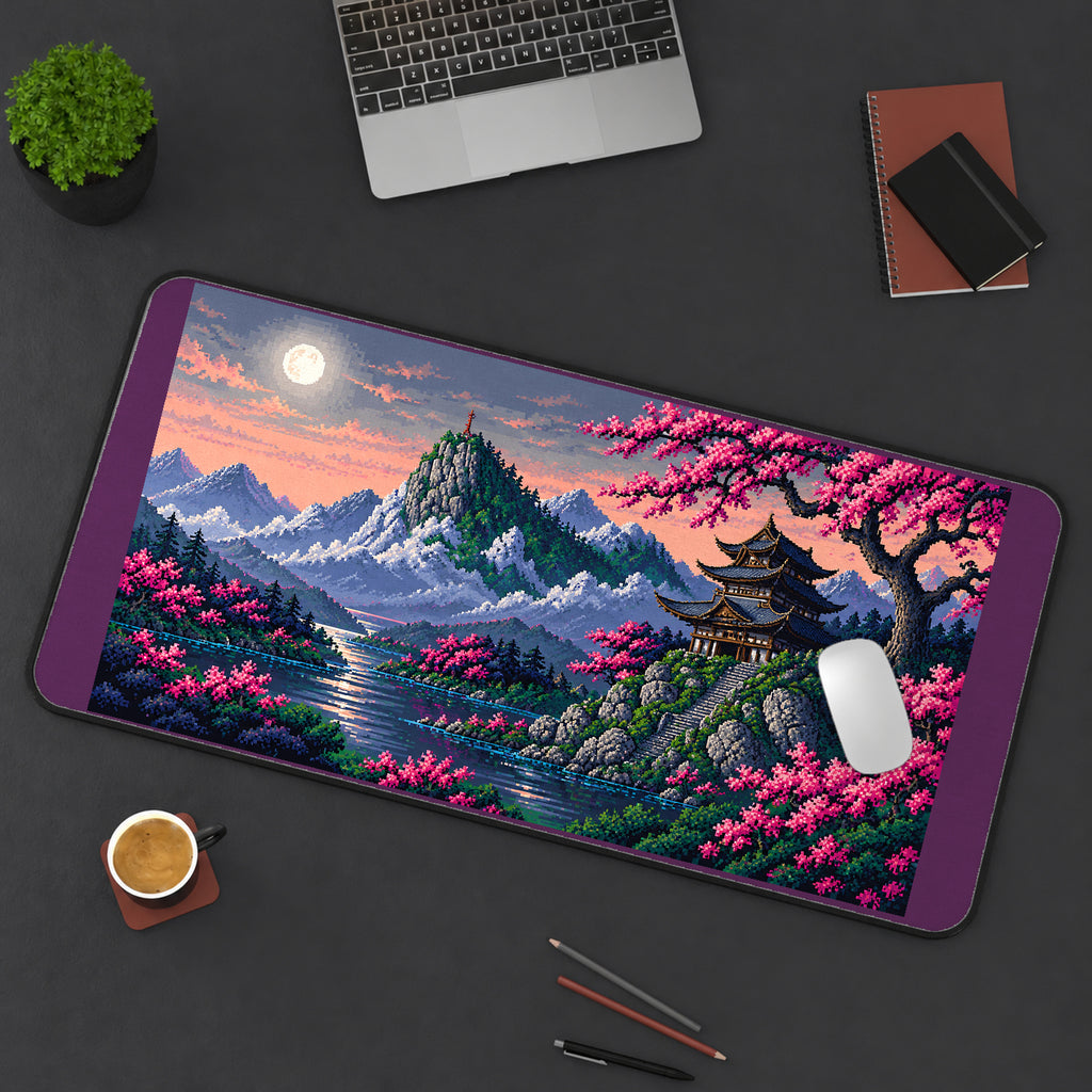 Pixel Pagoda and Blossom Lake desk mat — product mockup 3
