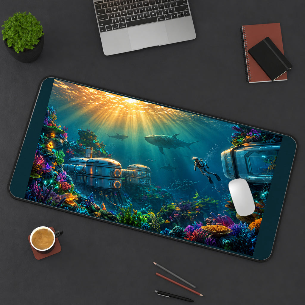 Underwater Habitats and Sea Life desk mat — product mockup 3