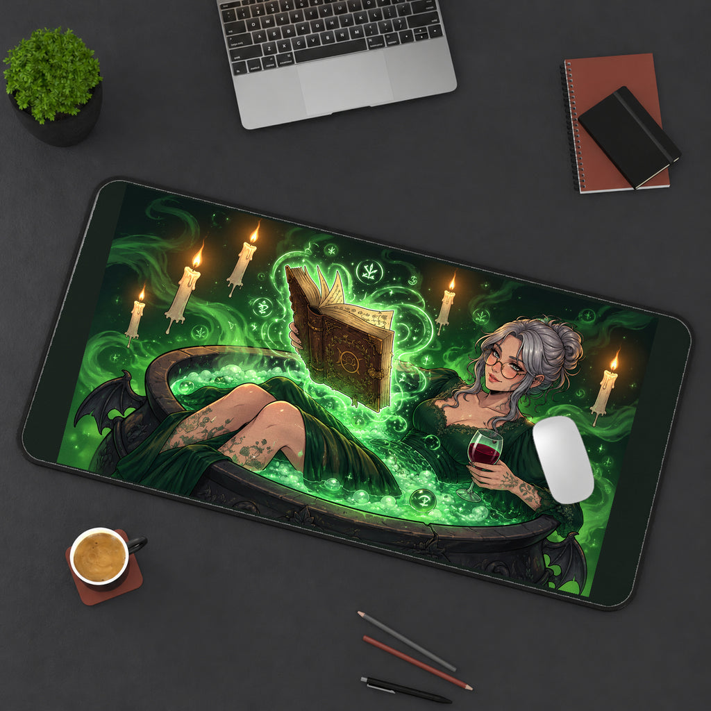 Witch in a Glowing Cauldron desk mat — product mockup 3