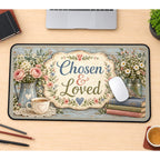 Chosen and Loved Floral Still Life desk mat — product mockup 1