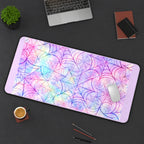 Pastel Rainbow Spiderwebs desk mat — product mockup 3