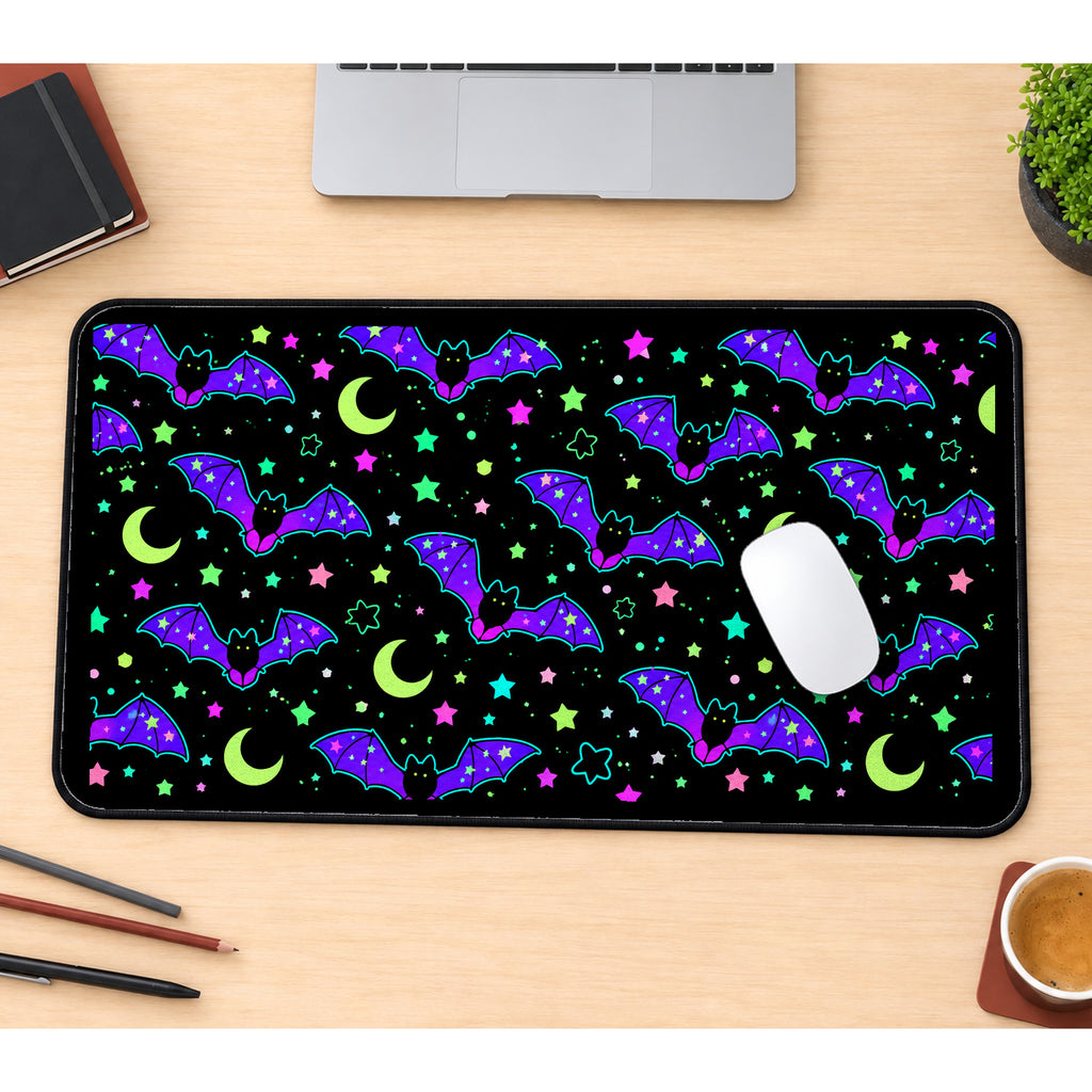 Purple Bats and Green Moons desk mat — product mockup 1