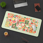 Retro Bunny Fruit Sticker Collage desk mat — product mockup 3
