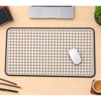 Taupe Cottage Gingham desk mat — product mockup 1