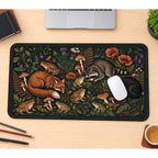 Sleeping Woodland Animals and Flowers desk mat — product mockup 1