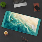 Teal Watercolor Coastal Edge desk mat — product mockup 3