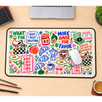 Breakfast Coffee Doodle Collage desk mat — product mockup 1