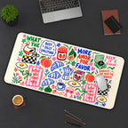 Breakfast Coffee Doodle Collage desk mat — product mockup 3