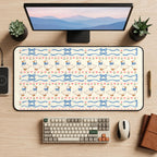 Blue Bow Goose Stripe Pattern desk mat — product mockup 2