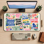 Book Lover Doodle Collage desk mat — product mockup 2