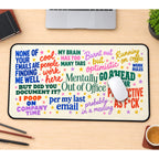 Colorful Office Sarcasm Collage desk mat — product mockup 1
