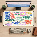 Colorful Office Sarcasm Collage desk mat — product mockup 2