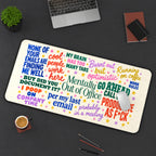 Colorful Office Sarcasm Collage desk mat — product mockup 3