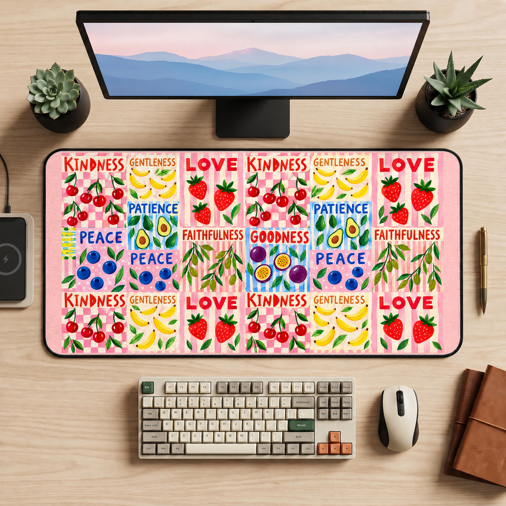 Fruit and Kindness Patchwork desk mat — product mockup 2