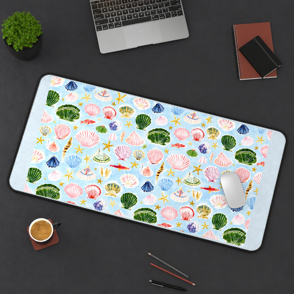 Pastel Seashell Garden Pattern desk mat — product mockup 3