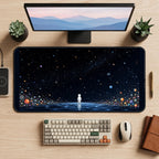 Lone Astronaut in a Starfield desk mat — product mockup 2