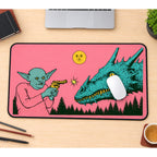 Goblin and Teal Dragon Encounter desk mat — product mockup 1