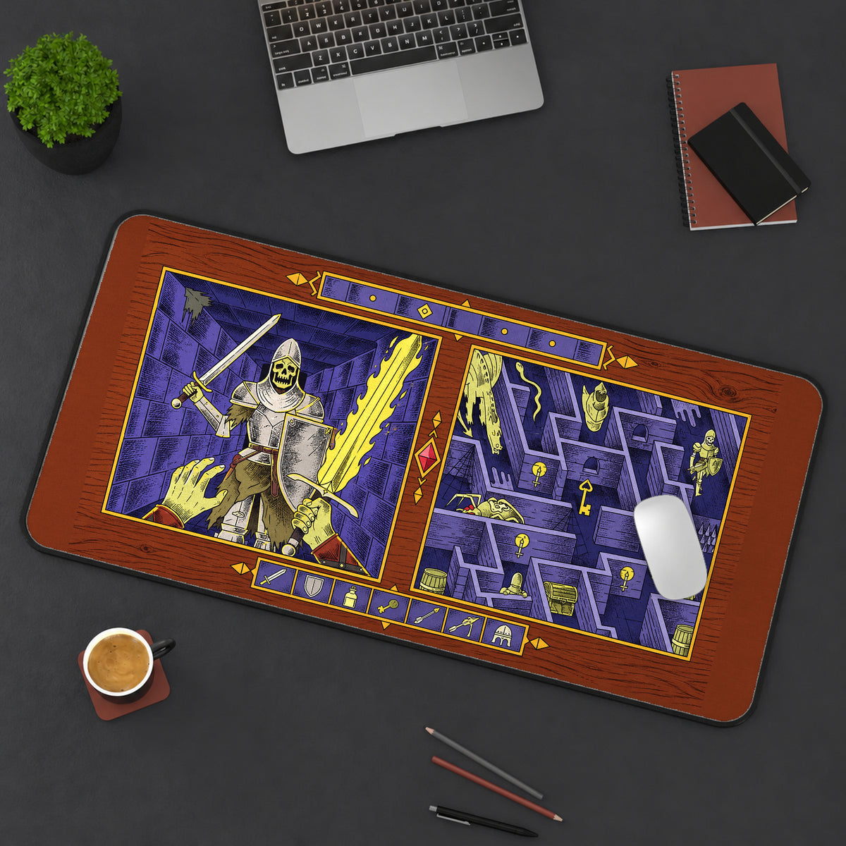 Skeleton Warrior Dungeon Map desk mat — product mockup 3