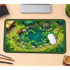 Round Woodland Lily Pond desk mat — product mockup 1