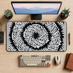 Black and White Optical Mandala desk mat — product mockup 2