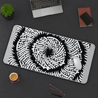 Black and White Optical Mandala desk mat — product mockup 3