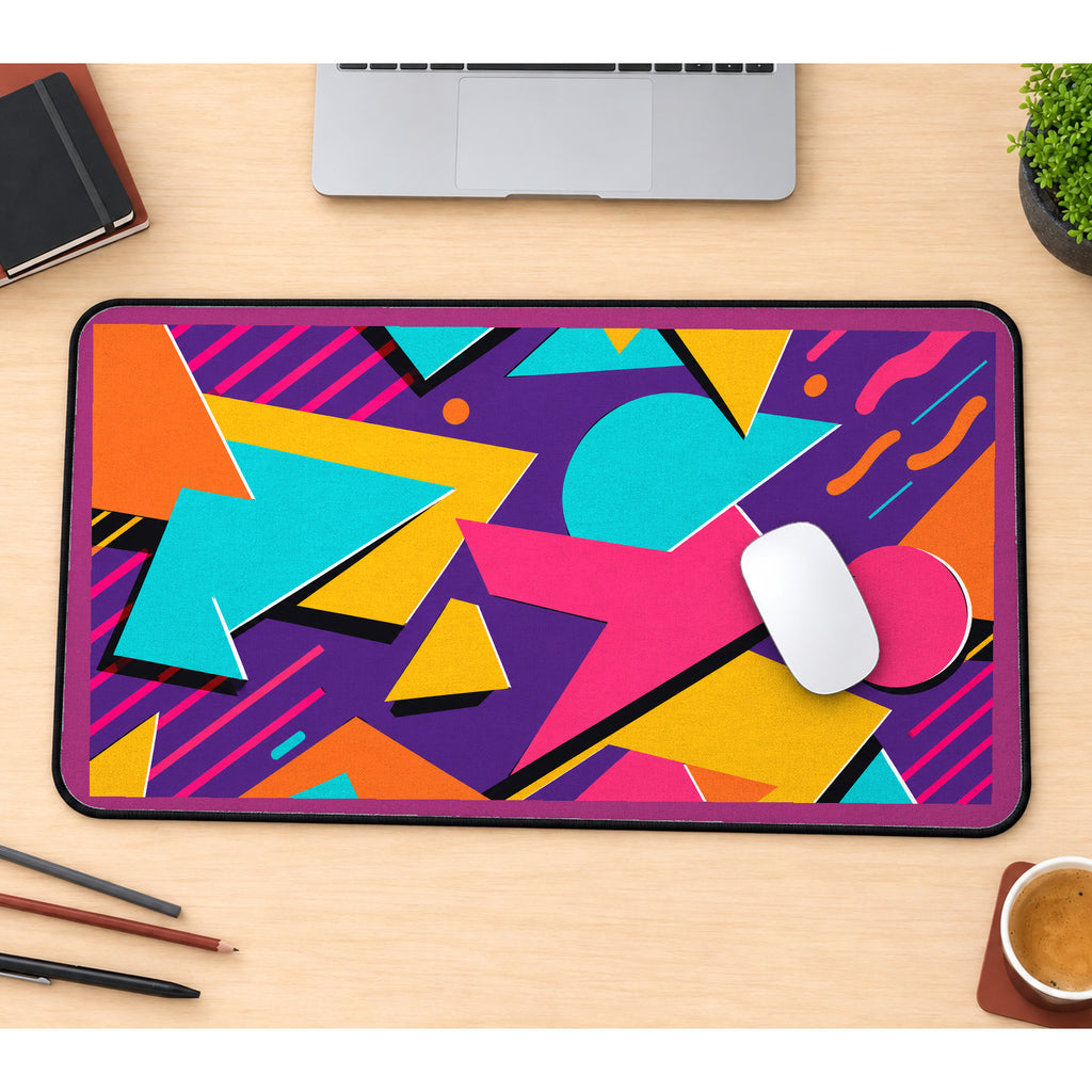 Bright Retro Geometric Shapes desk mat — product mockup 1